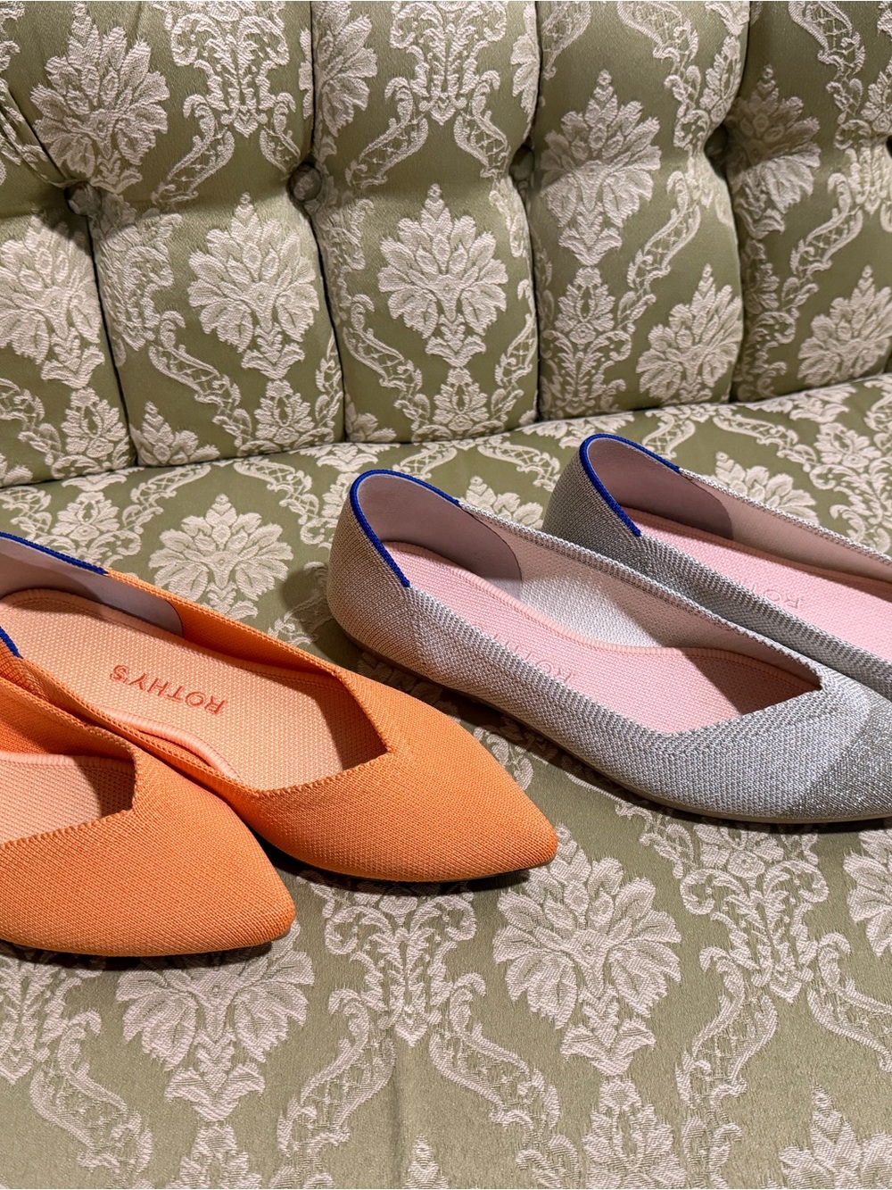 Rothy's Orange and Silver Knit Pointed-Toe Flats Bundle - Picture 2 of 10